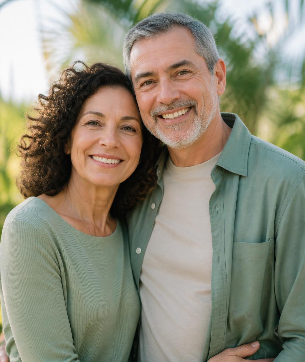 Casal feliz acima de 55 anos, saudável e sorridente